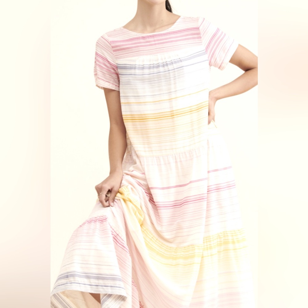 Anthropologie Women's Striped Merida Tiered Maxi Pocket Dress - Picture 5 of 8